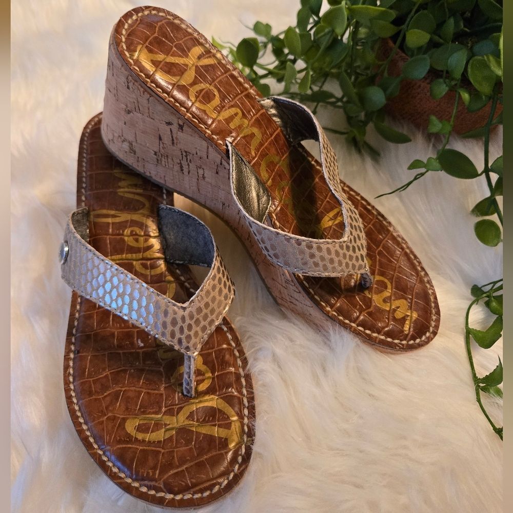 Sam Edelman Brown and Silver Sandals Size 5